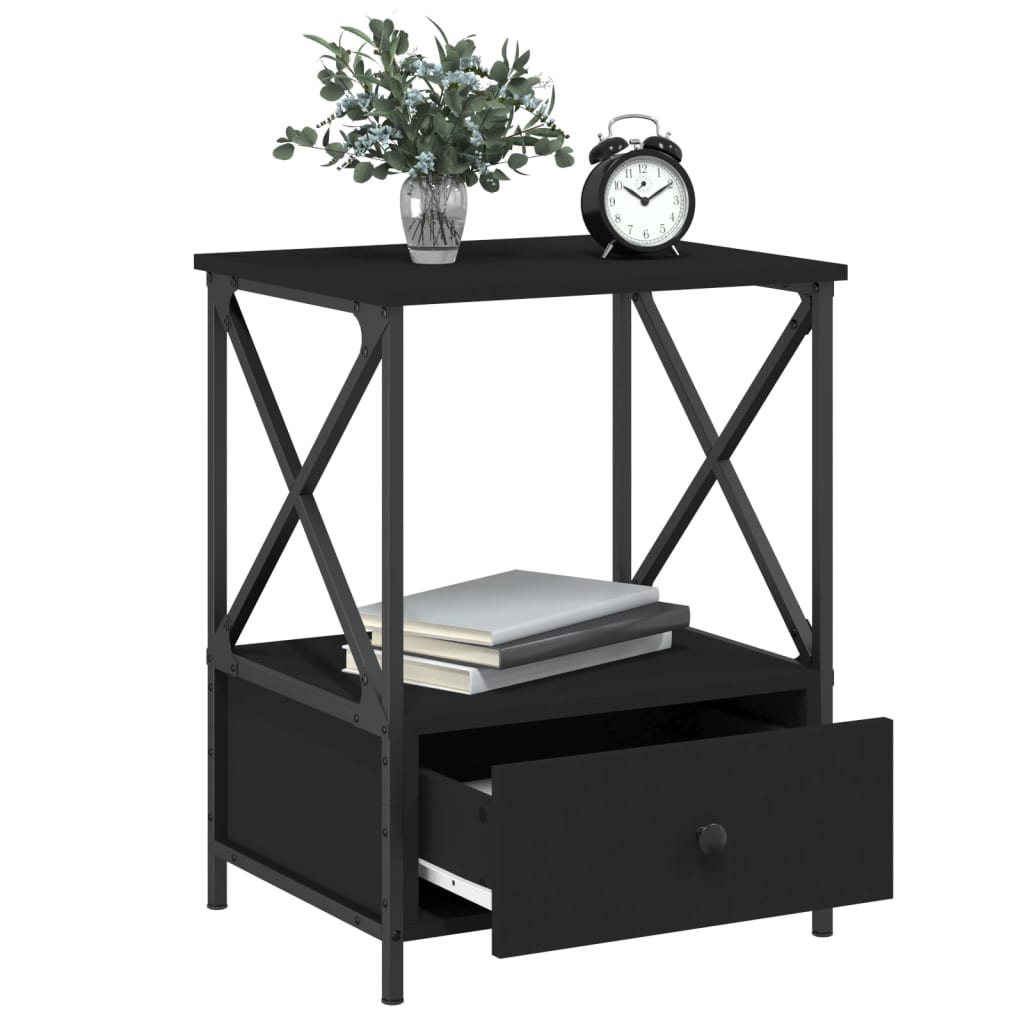 Tables de chevet 2 pcs noir 50x41x65 cm bois d’ingénierie - XIOS