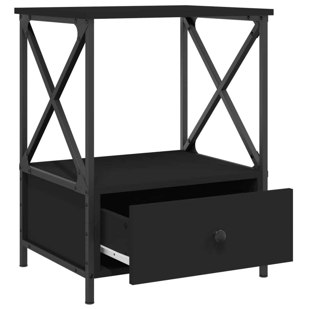 Tables de chevet 2 pcs noir 50x41x65 cm bois d’ingénierie - XIOS