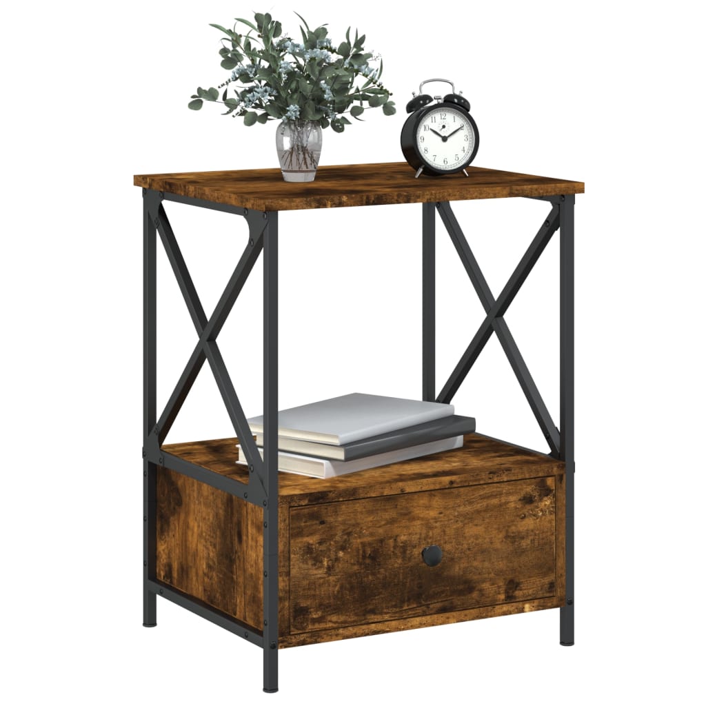 Table de chevet chêne fumé 50x41x65 cm bois d'ingénierie - XIOS