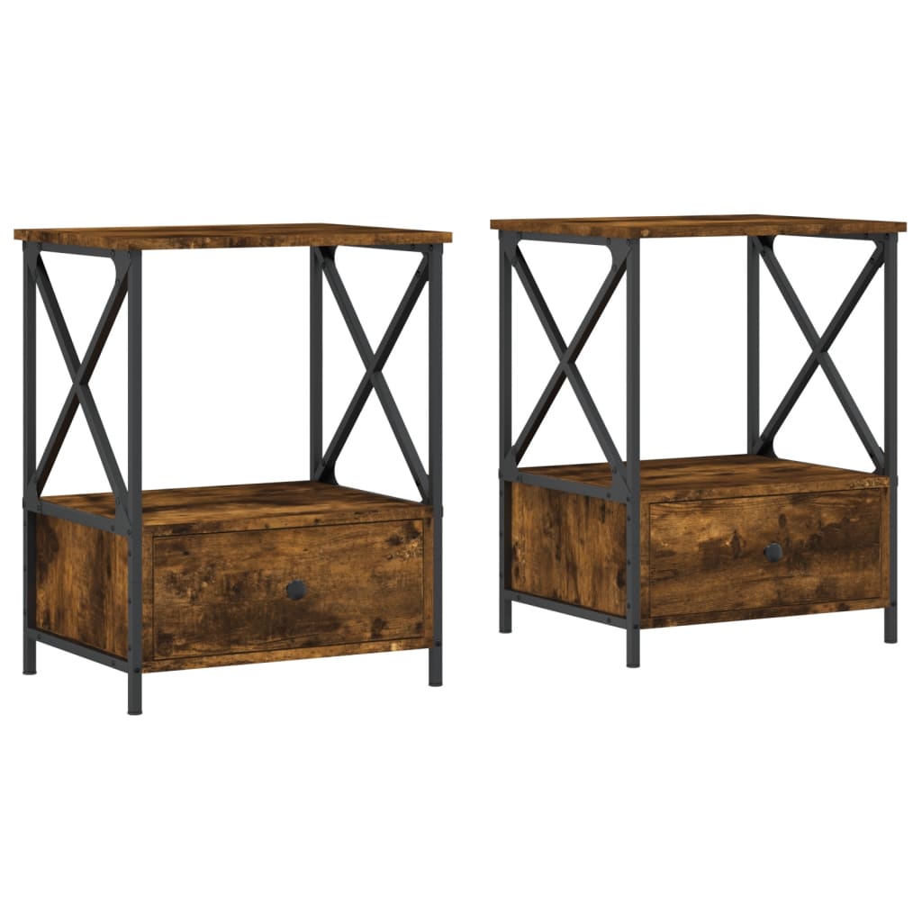Tables de chevet 2 pcs chêne fumé 50x41x65 cm bois d’ingénierie - XIOS