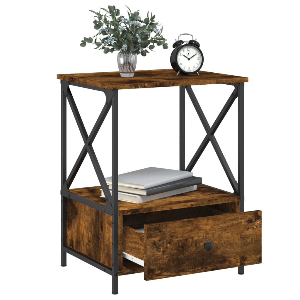 Tables de chevet 2 pcs chêne fumé 50x41x65 cm bois d’ingénierie - XIOS