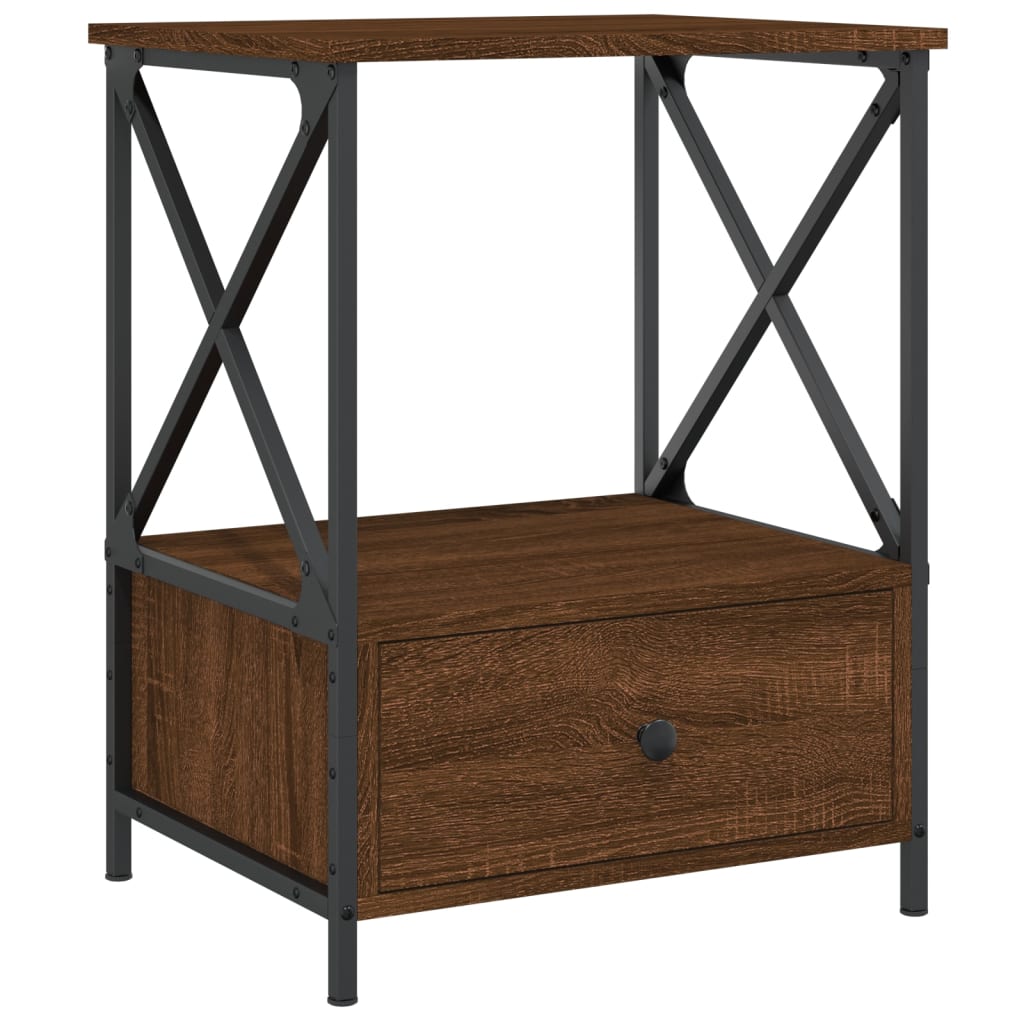 Table de chevet chêne marron 50x41x65 cm bois d'ingénierie - XIOS