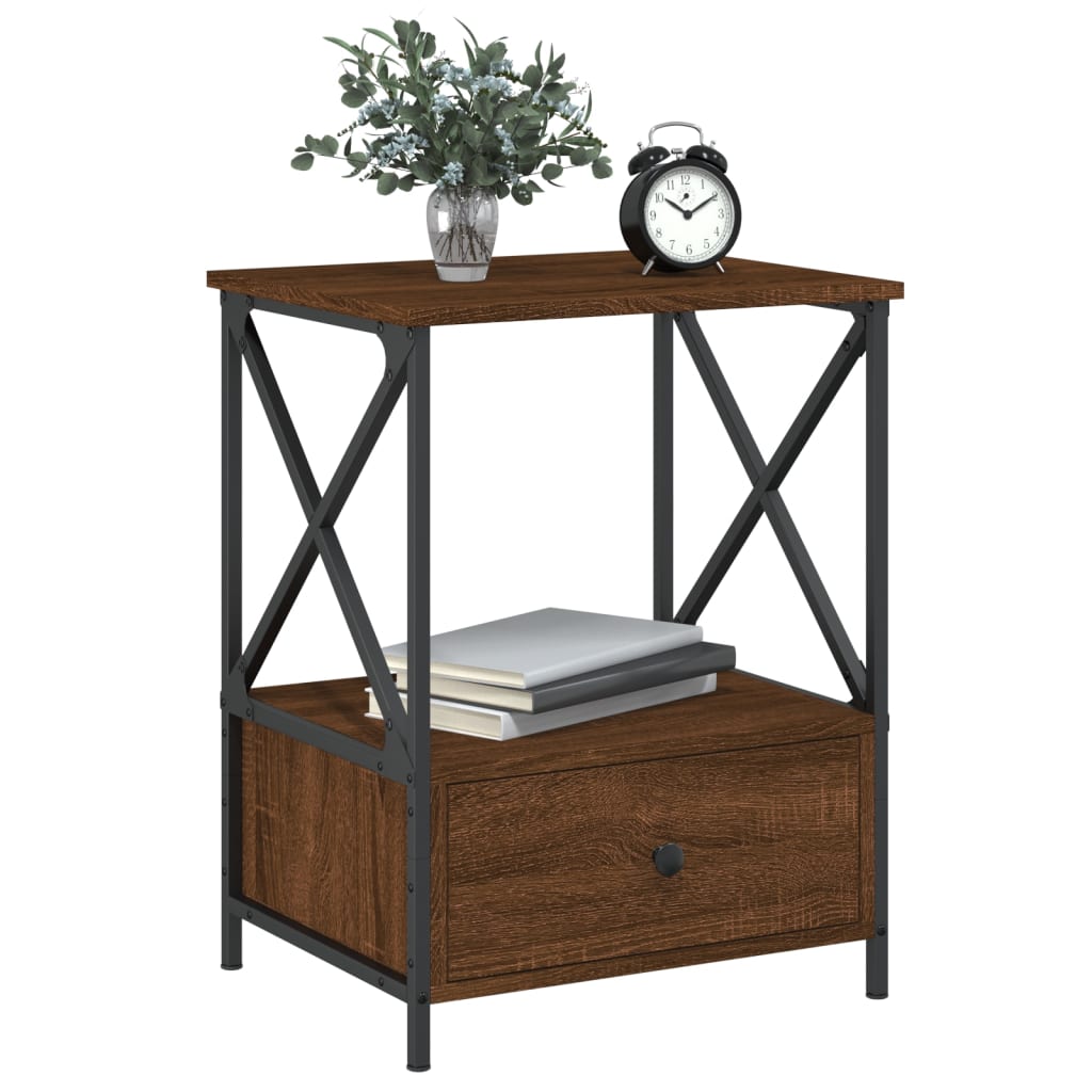Table de chevet chêne marron 50x41x65 cm bois d'ingénierie - XIOS