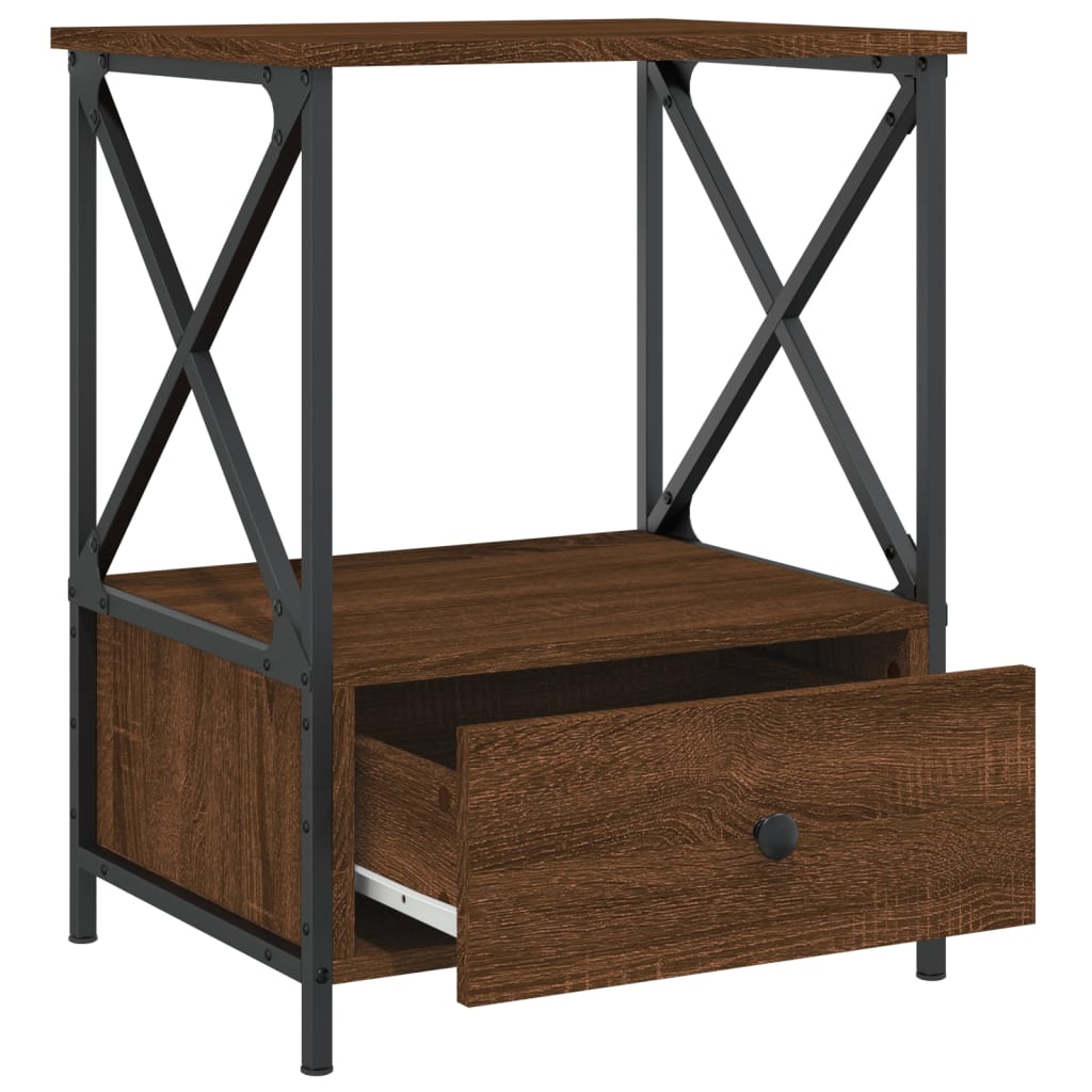 Table de chevet chêne marron 50x41x65 cm bois d'ingénierie - XIOS