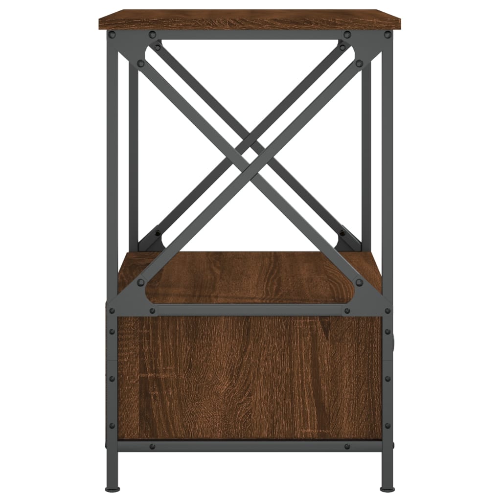 Table de chevet chêne marron 50x41x65 cm bois d'ingénierie - XIOS