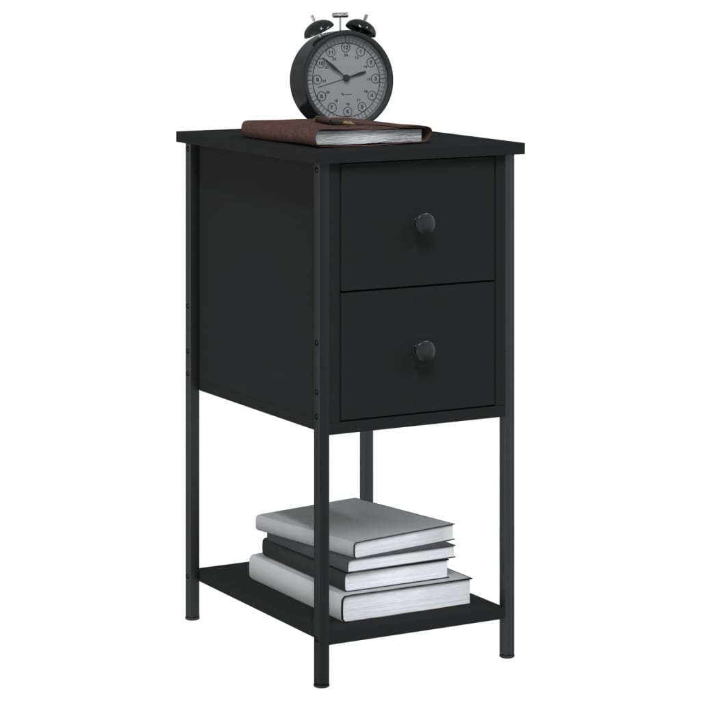 Tables de chevet 2 pcs noir 32x42x70 cm bois d'ingénierie - XIOS