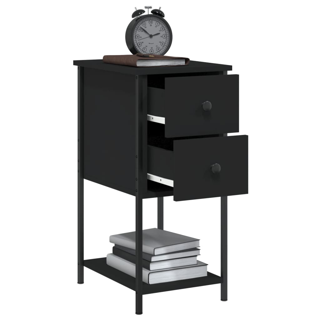 Tables de chevet 2 pcs noir 32x42x70 cm bois d'ingénierie - XIOS