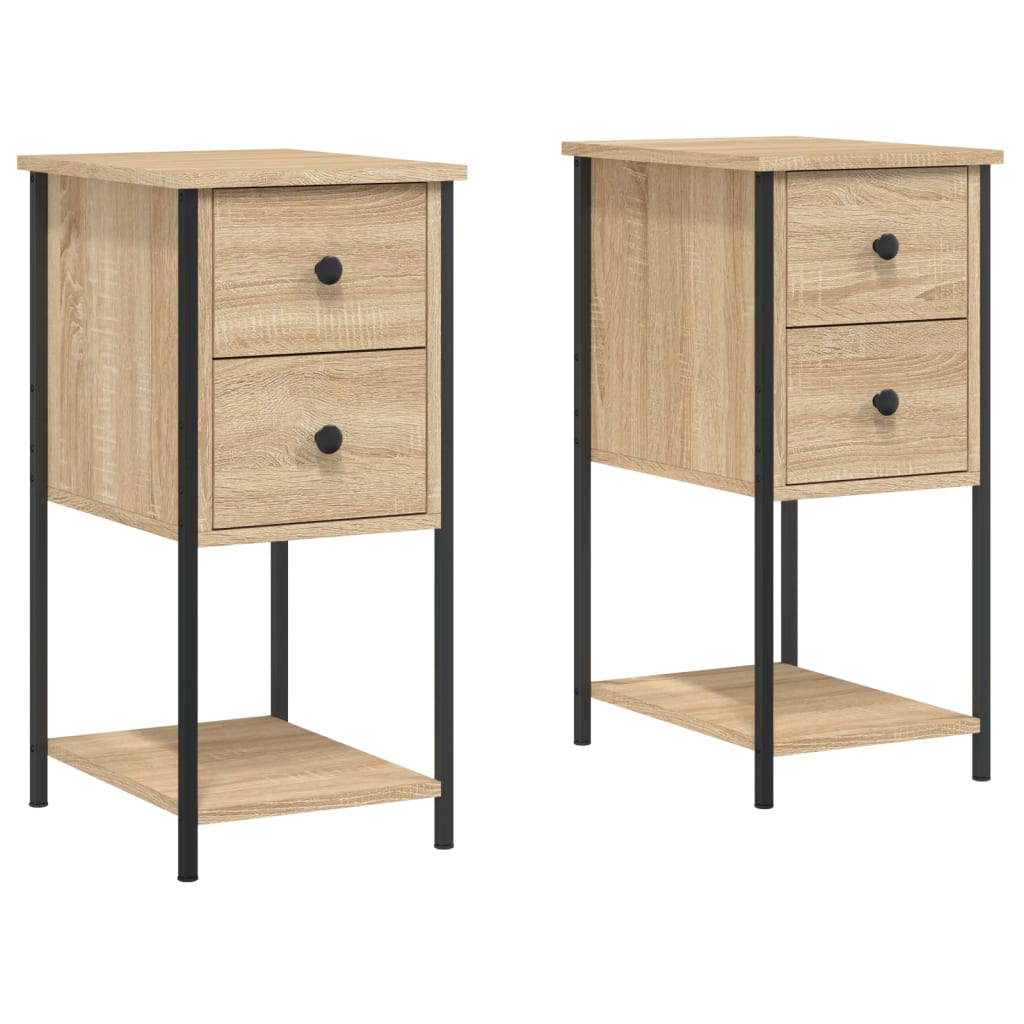 Tables de chevet 2pcs chêne sonoma 32x42x70cm bois d'ingénierie - XIOS