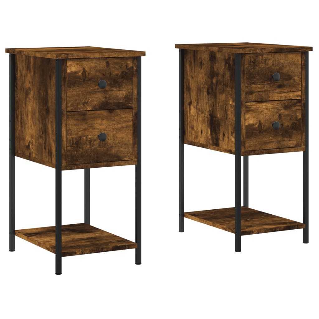 Tables de chevet 2 pcs chêne fumé 32x42x70 cm bois d'ingénierie - XIOS