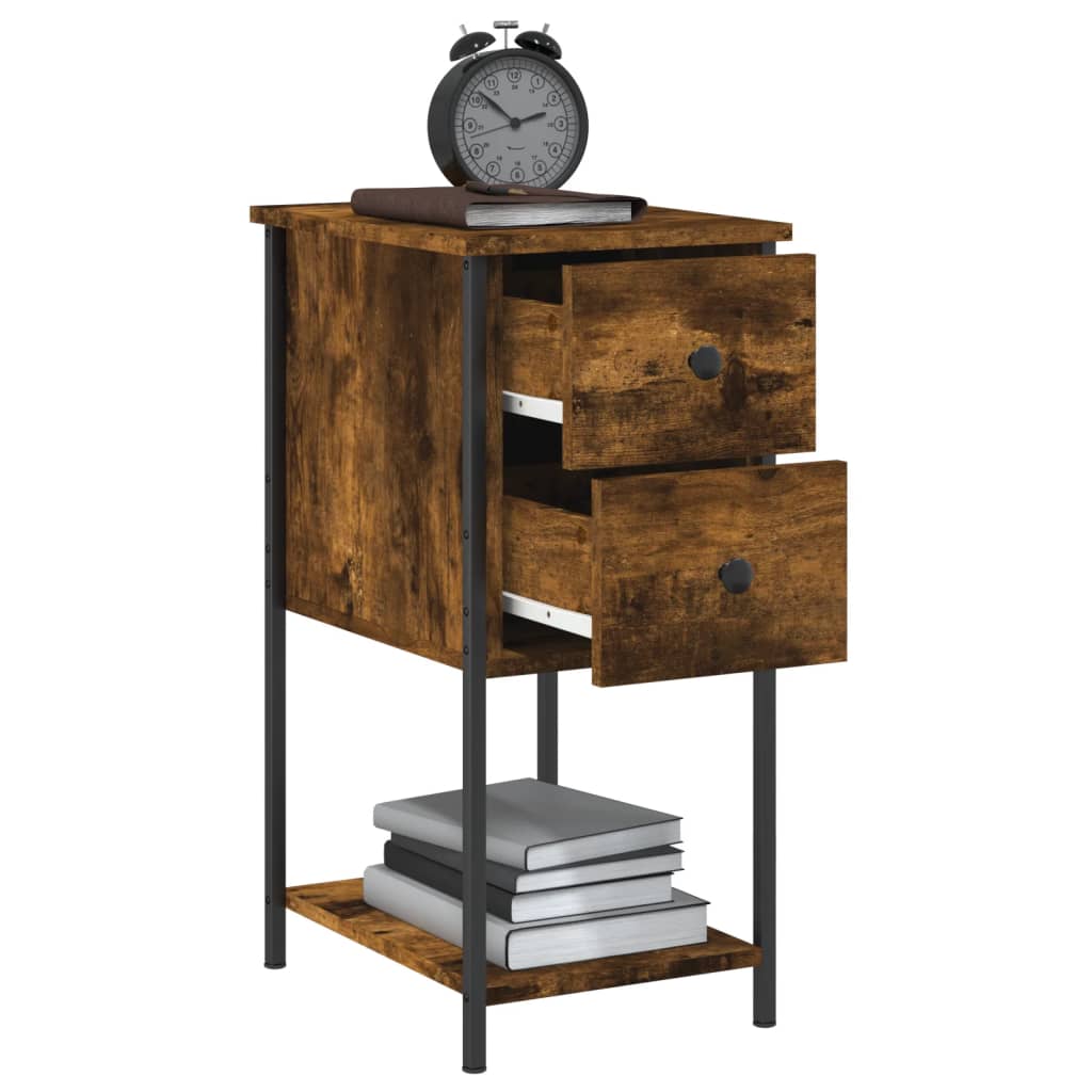 Tables de chevet 2 pcs chêne fumé 32x42x70 cm bois d'ingénierie - XIOS