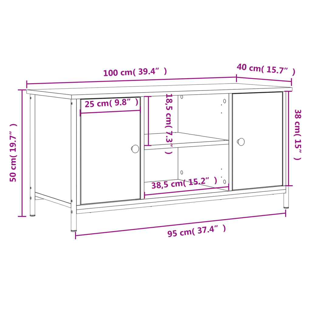 Meuble TV Noir 100x40x50 cm Bois d'ingénierie - XIOS