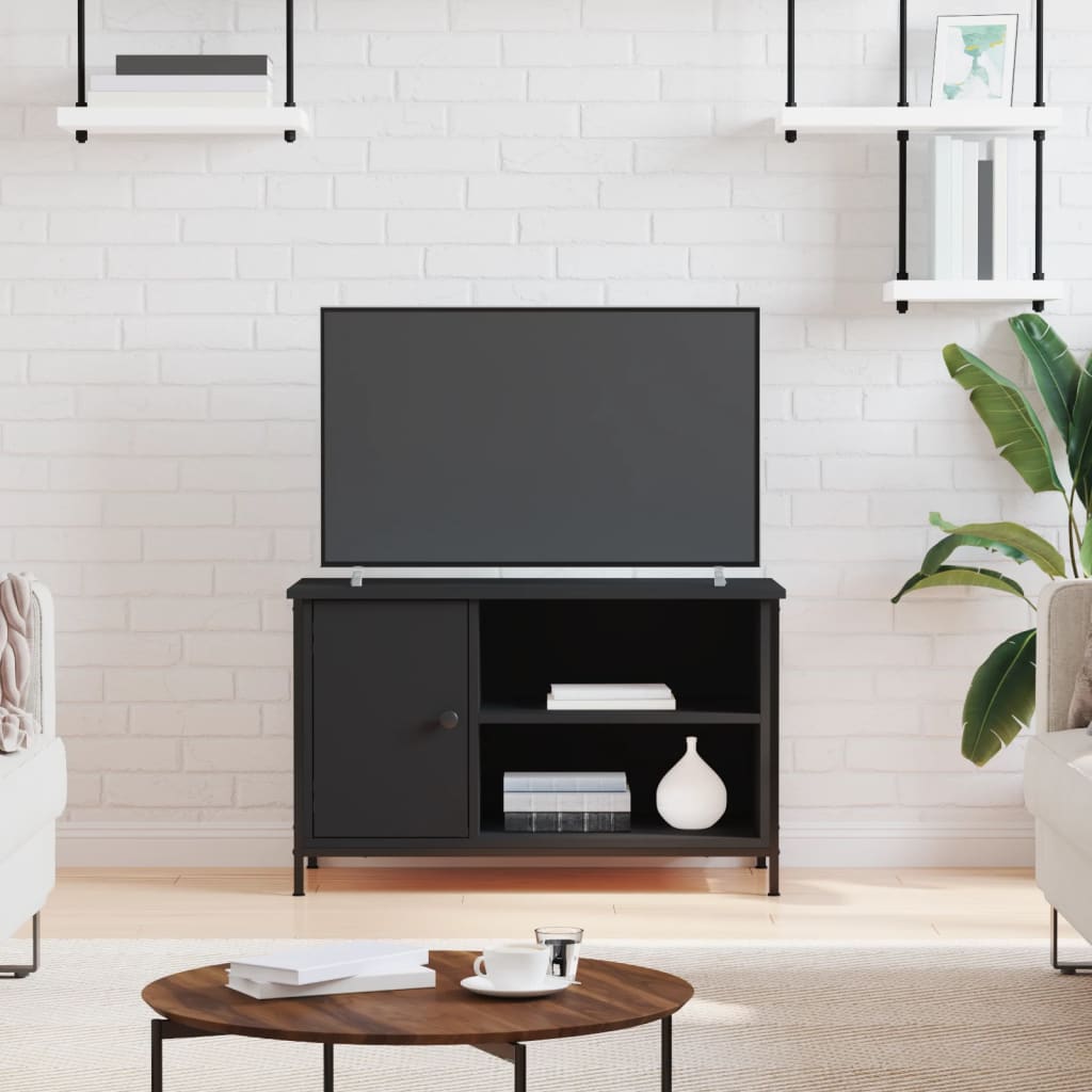 Meuble TV Noir 80x40x50 cm Bois d'ingénierie - XIOS