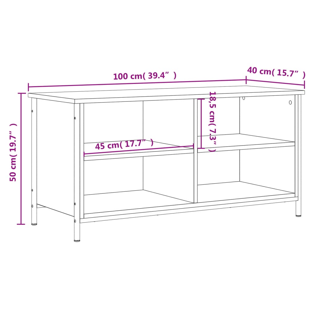Meuble TV Chêne fumé 100x40x50 cm Bois d'ingénierie - XIOS