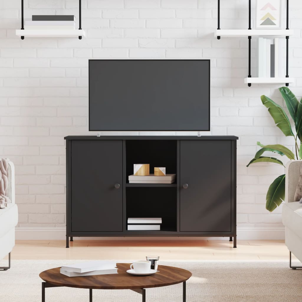 Meuble TV noir 100x35x65 cm bois d'ingénierie - XIOS