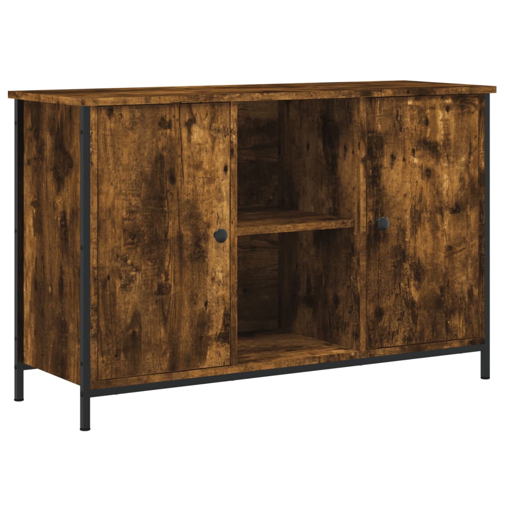 Meuble TV chêne fumé 100x35x65 cm bois d'ingénierie - XIOS