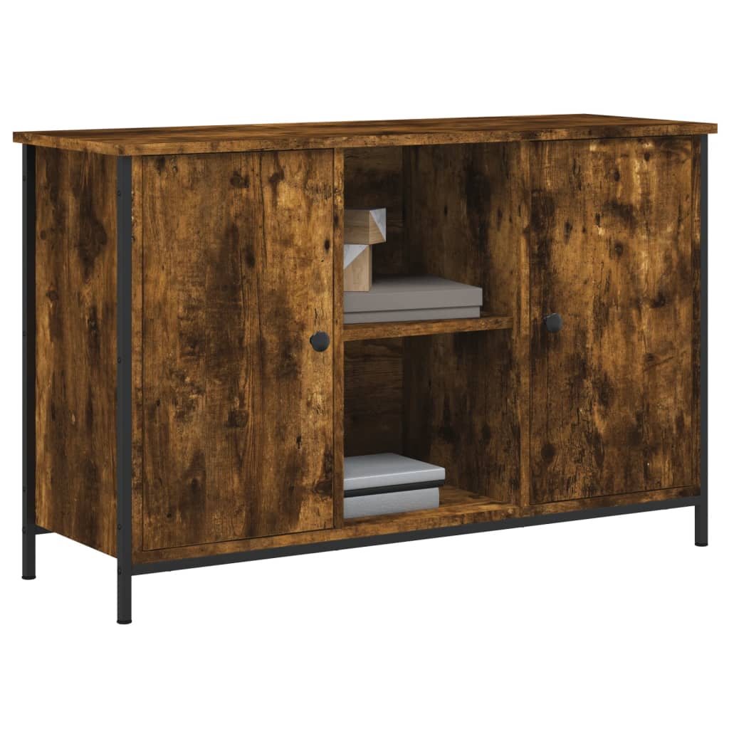 Meuble TV chêne fumé 100x35x65 cm bois d'ingénierie - XIOS