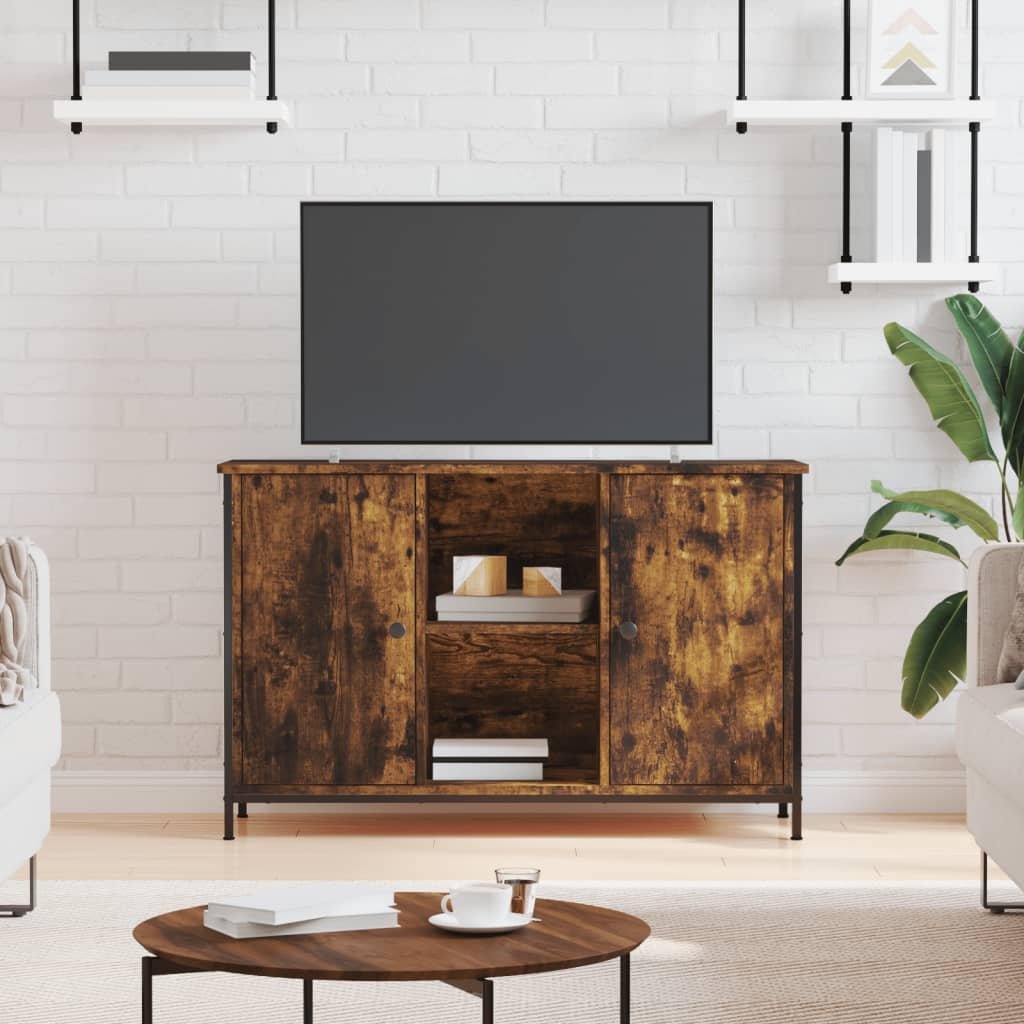 Meuble TV chêne fumé 100x35x65 cm bois d'ingénierie - XIOS