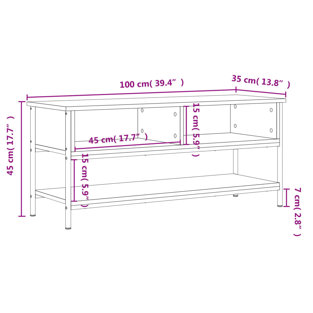 Meuble TV noir 100x35x45 cm bois d'ingénierie - XIOS