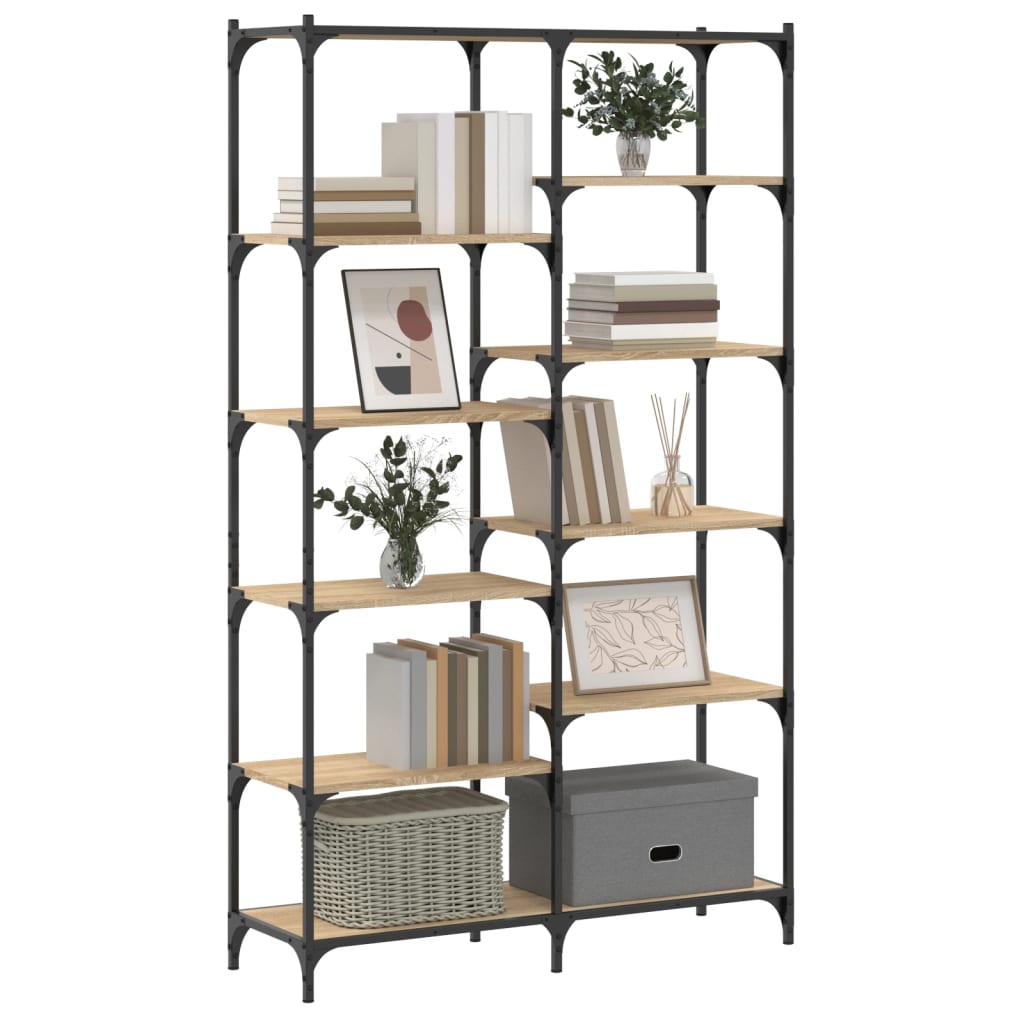 Bibliothèque chêne sonoma 100x32x170cm bois d'ingénierie et fer - XIOS