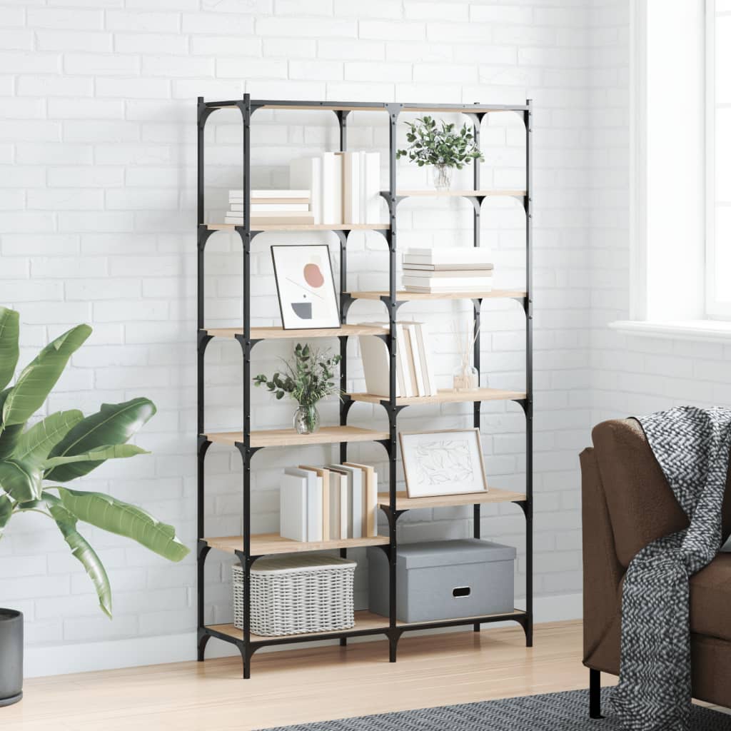 Bibliothèque chêne sonoma 100x32x170cm bois d'ingénierie et fer - XIOS