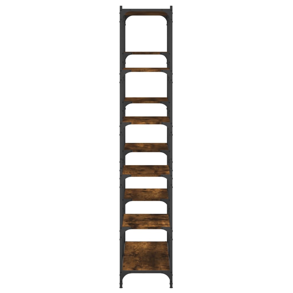 Bibliothèque chêne fumé 100x32x170 cm bois d'ingénierie et fer - XIOS