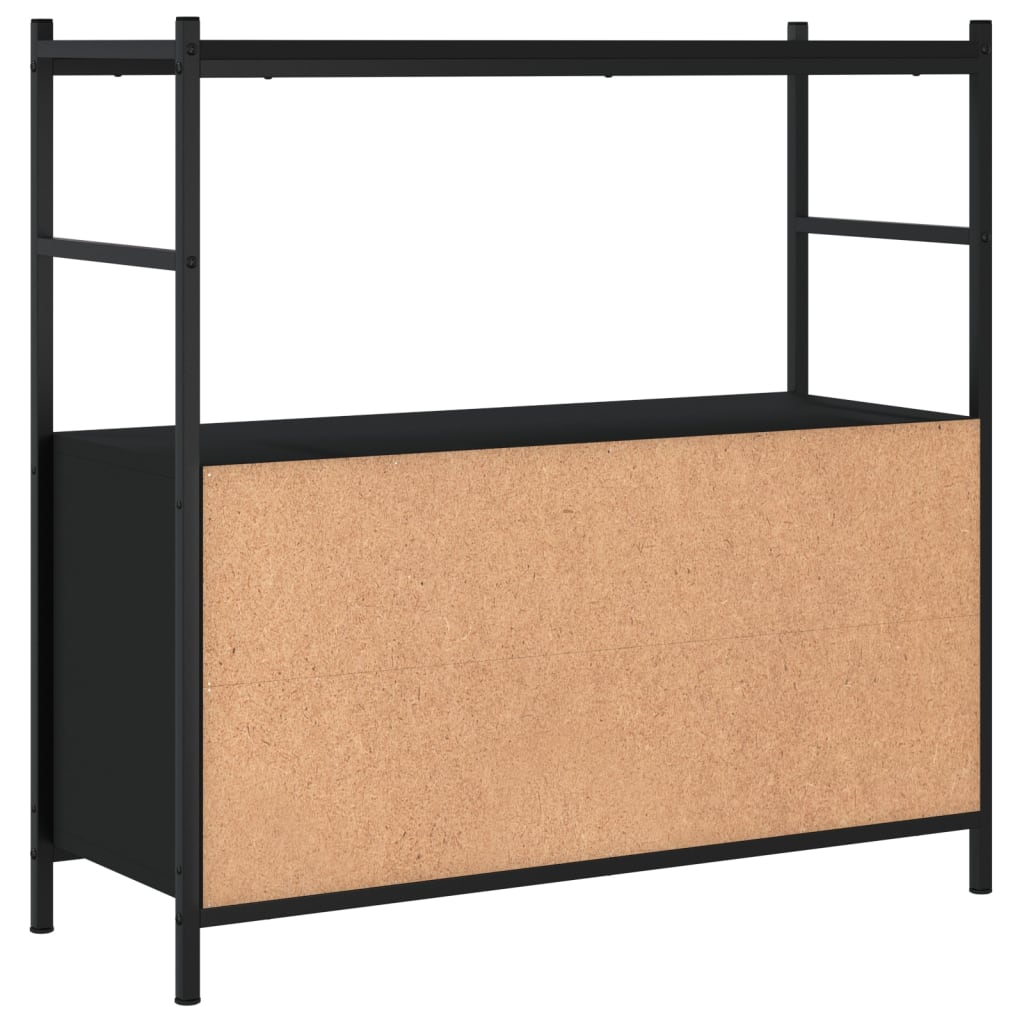 Bibliothèque noir 80x30x78,5 cm bois d'ingénierie et fer - XIOS