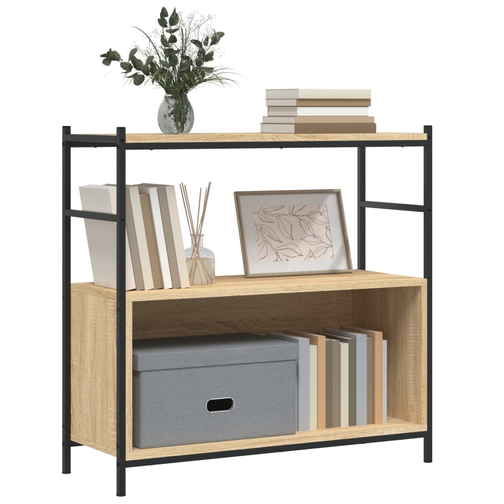 Bibliothèque chêne sonoma 80x30x78,5cm bois d'ingénierie et fer - XIOS