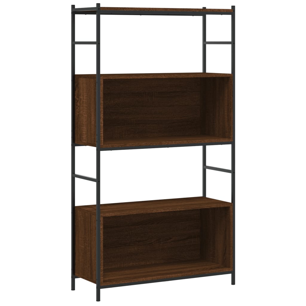 Bibliothèque chêne brun 80x30x145,5 cm bois d'ingénierie et fer - XIOS