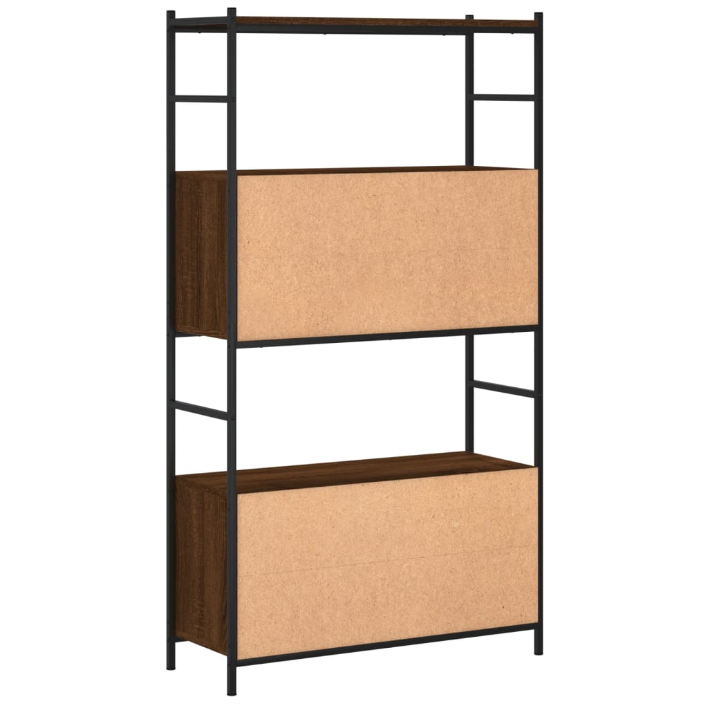 Bibliothèque chêne brun 80x30x145,5 cm bois d'ingénierie et fer - XIOS