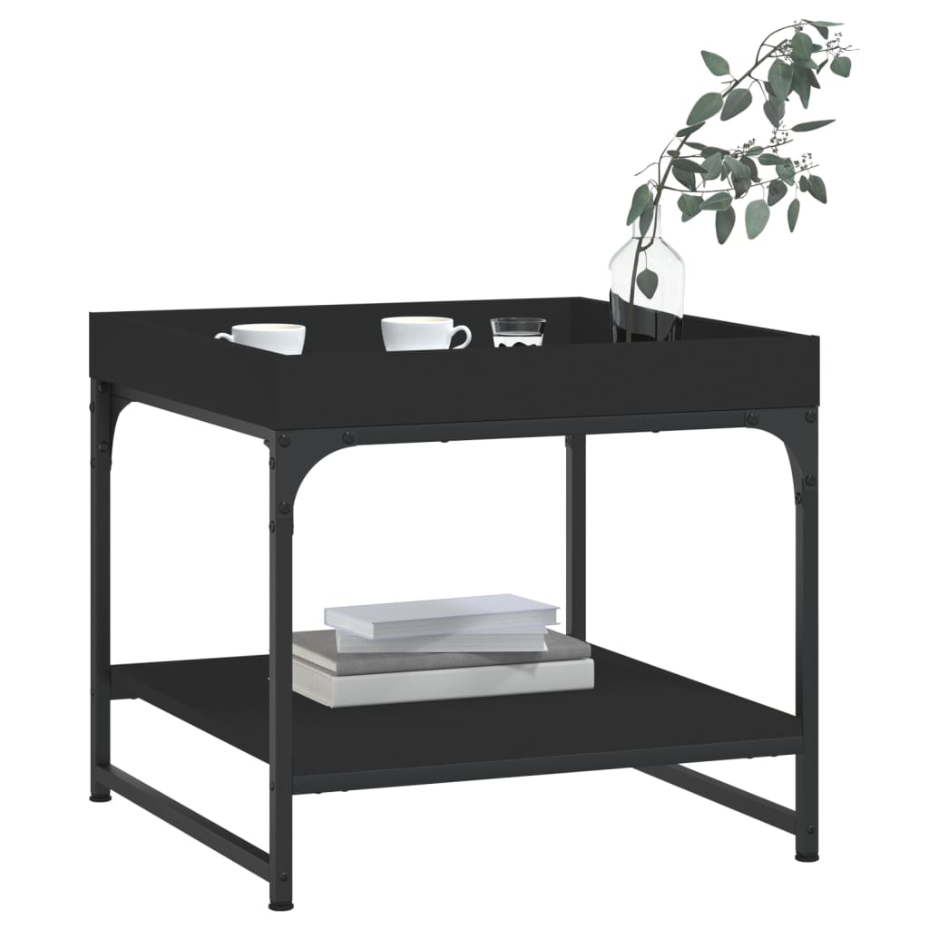 Table basse noir 49,5x49,5x45 cm bois d'ingénierie - XIOS