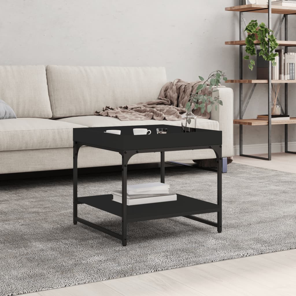 Table basse noir 49,5x49,5x45 cm bois d'ingénierie - XIOS
