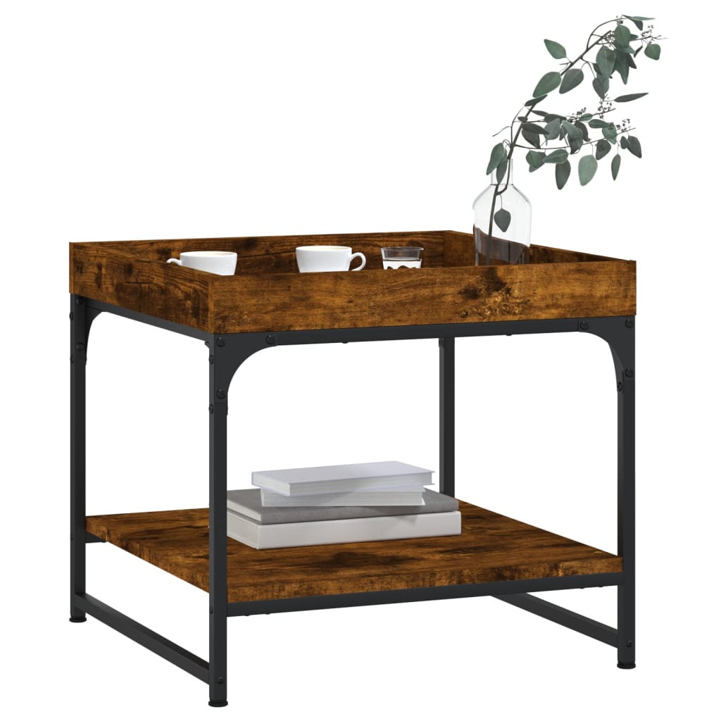 Table basse chêne fumé 49,5x49,5x45 cm bois d'ingénierie - XIOS