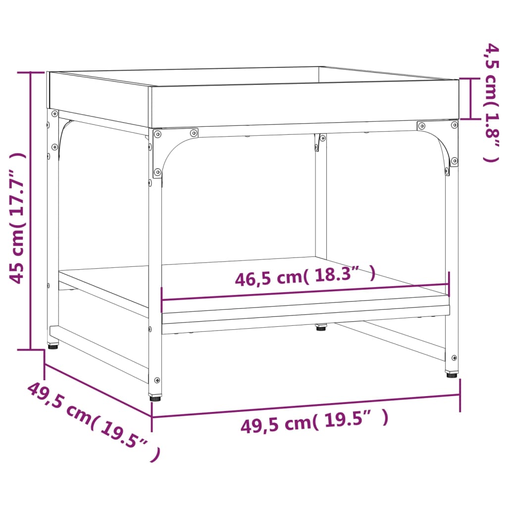 Table basse sonoma gris 49,5x49,5x45 cm bois d'ingénierie - XIOS