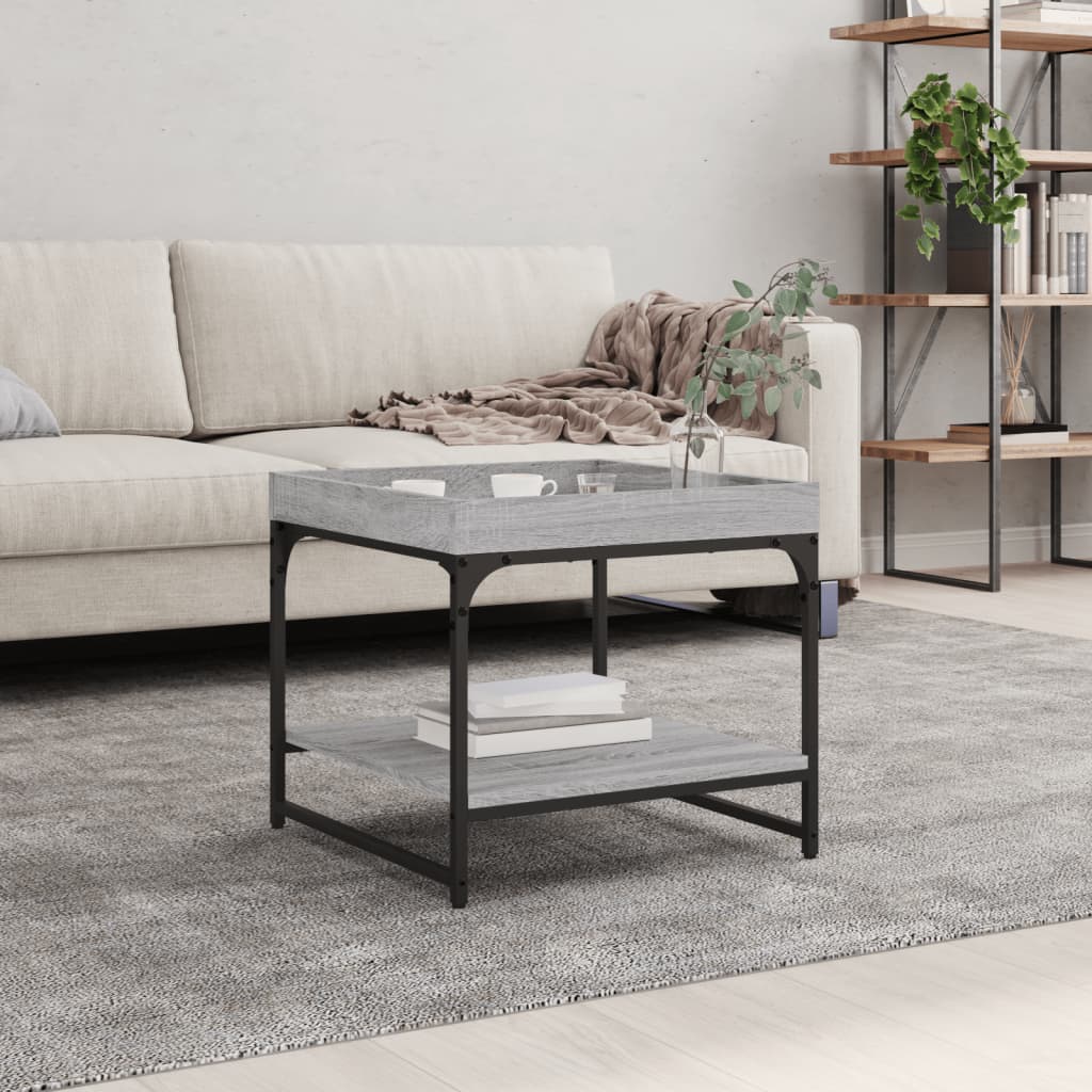 Table basse sonoma gris 49,5x49,5x45 cm bois d'ingénierie - XIOS