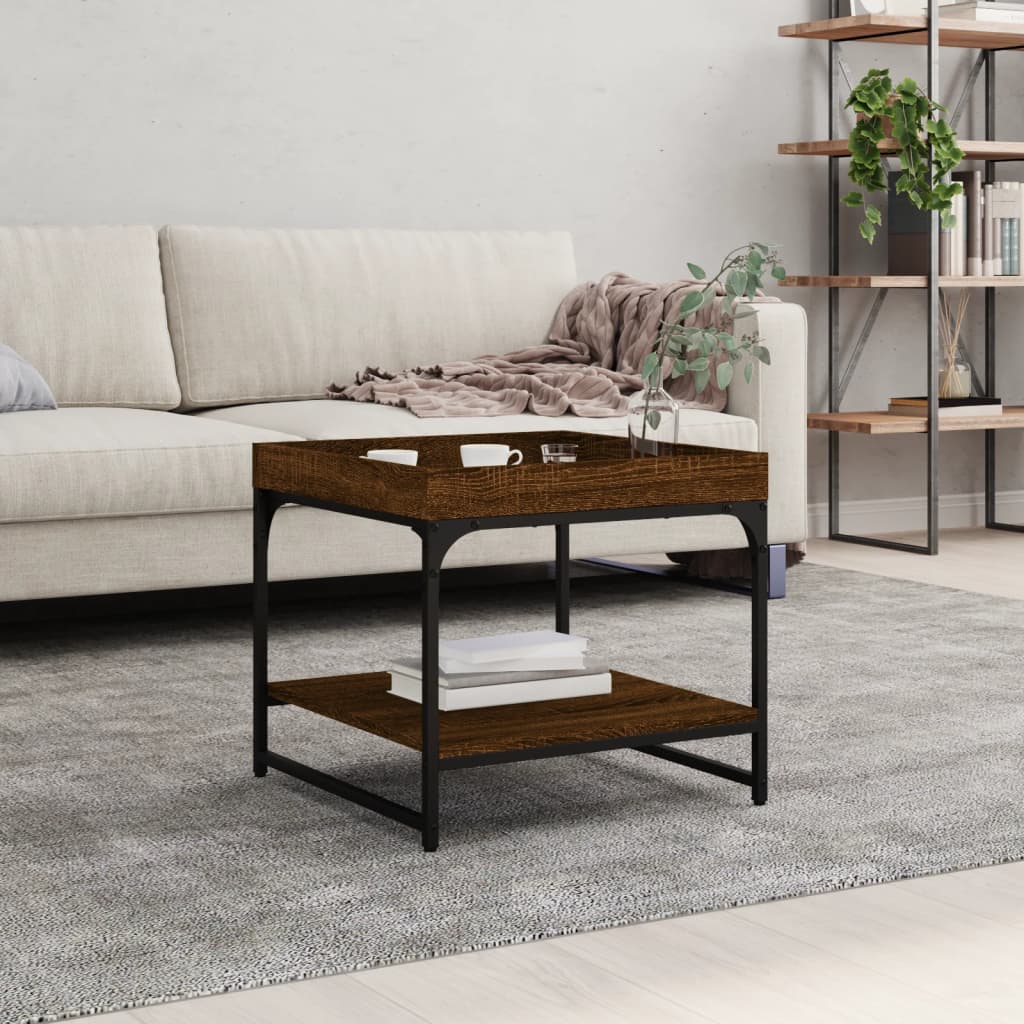 Table basse chêne marron 49,5x49,5x45 cm bois d'ingénierie - XIOS