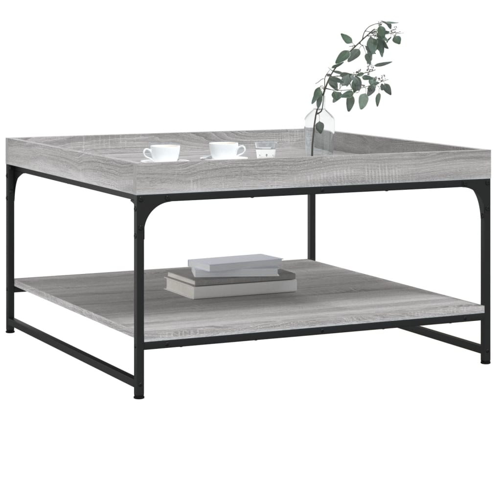 Table basse sonoma gris 80x80x45 cm bois d'ingénierie et fer - XIOS