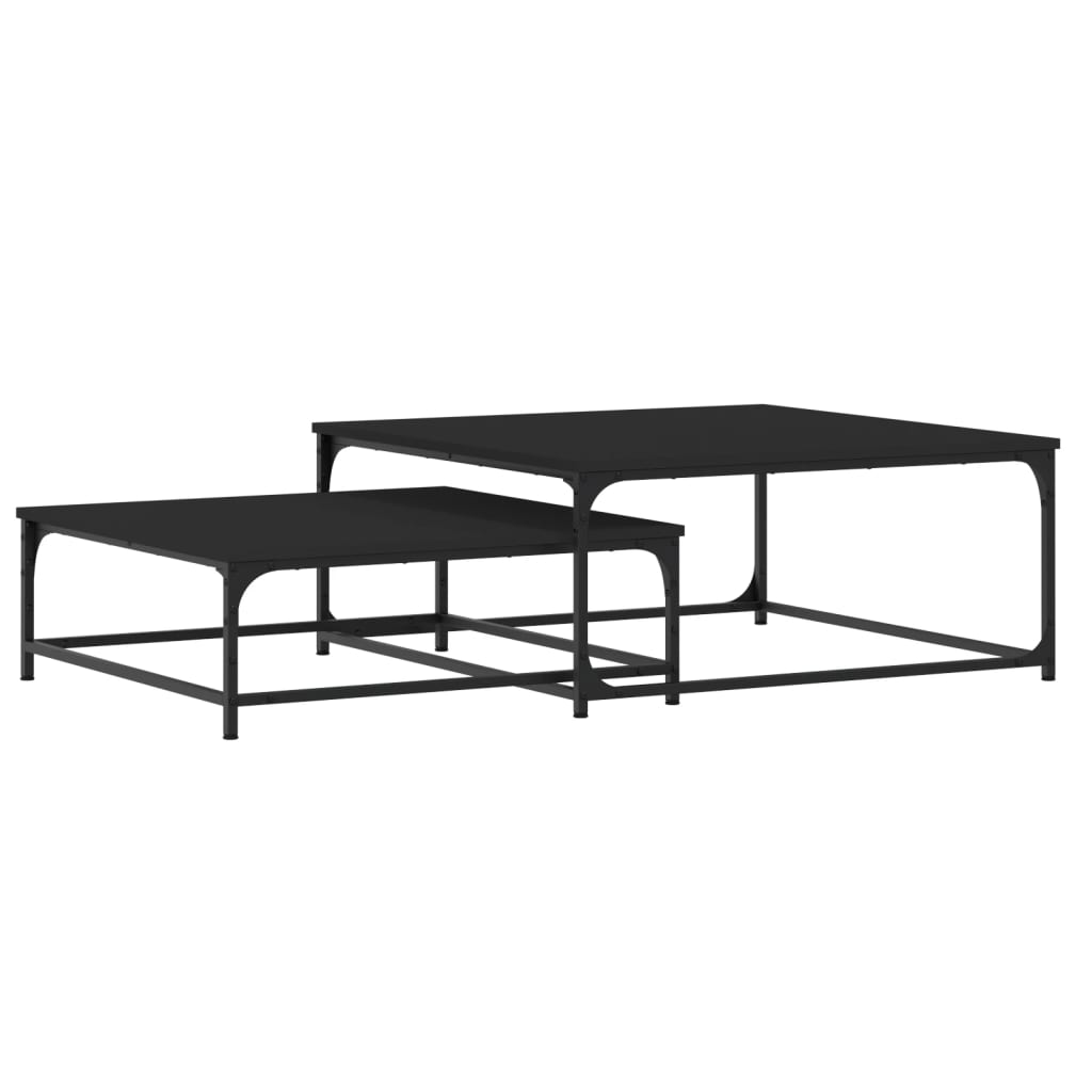 Tables basses gigognes 2 pcs noir bois d'ingénierie - XIOS