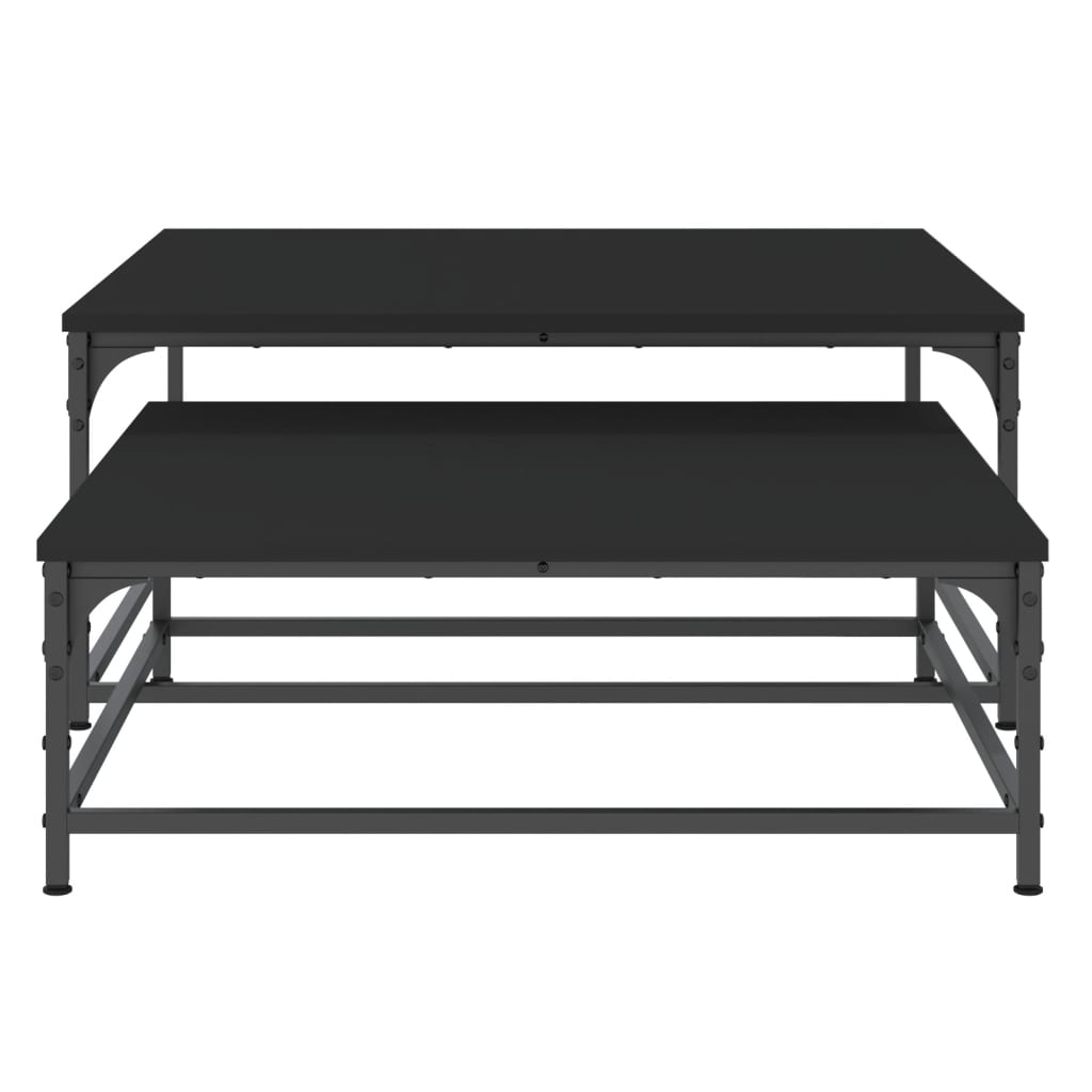 Tables basses gigognes 2 pcs noir bois d'ingénierie - XIOS