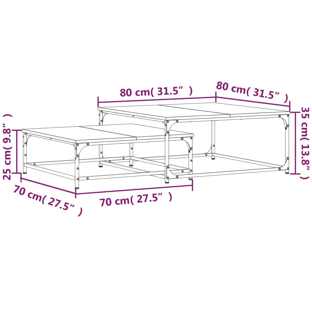Tables basses gigognes 2 pcs chêne sonoma bois d'ingénierie - XIOS