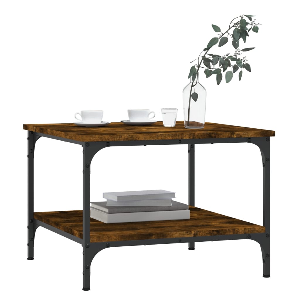 Table basse chêne fumé 55x55x40 cm bois d'ingénierie - XIOS