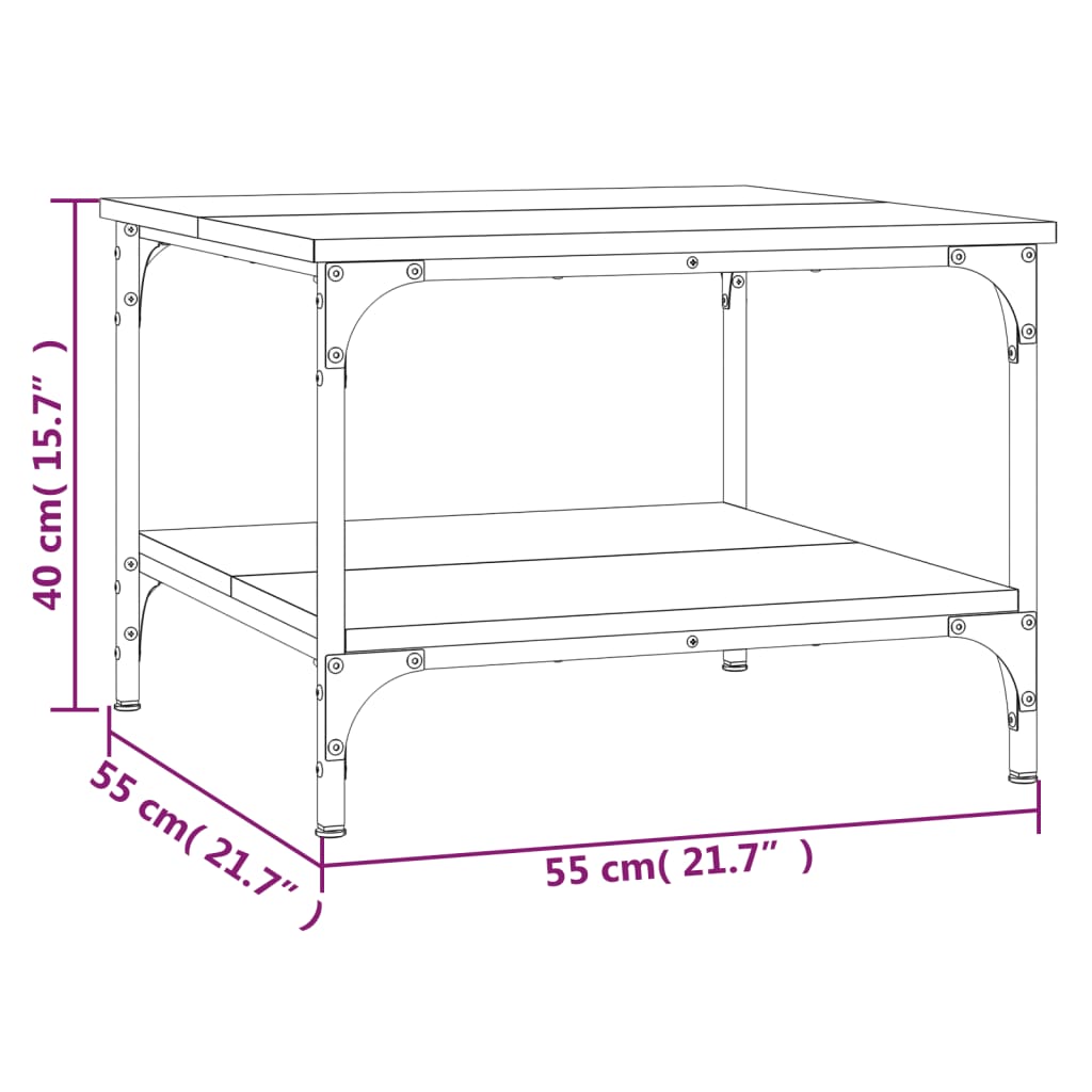 Table basse chêne fumé 55x55x40 cm bois d'ingénierie - XIOS