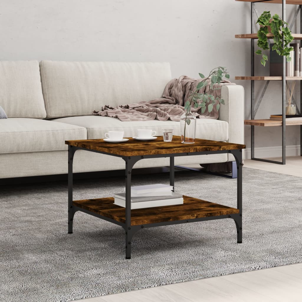 Table basse chêne fumé 55x55x40 cm bois d'ingénierie - XIOS