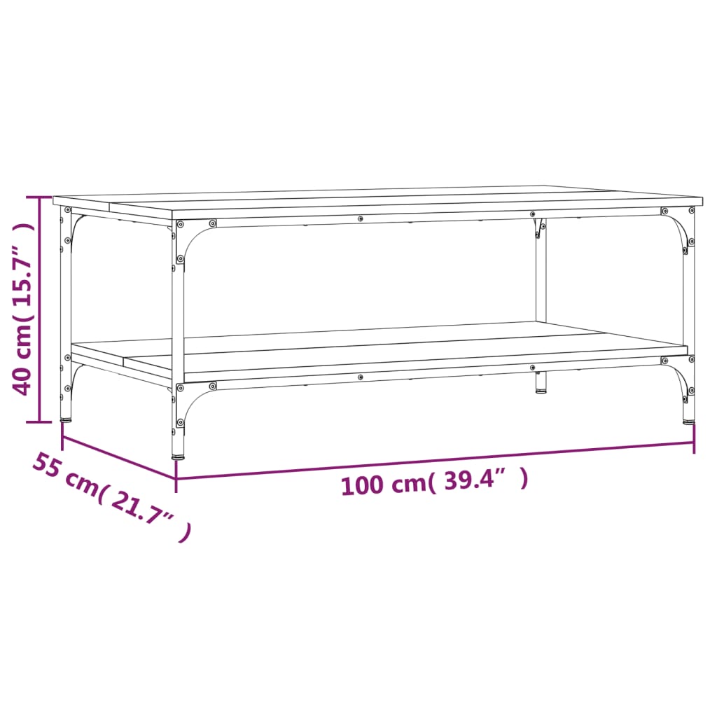 Table basse noir 100x55x40 cm bois d'ingénierie - XIOS