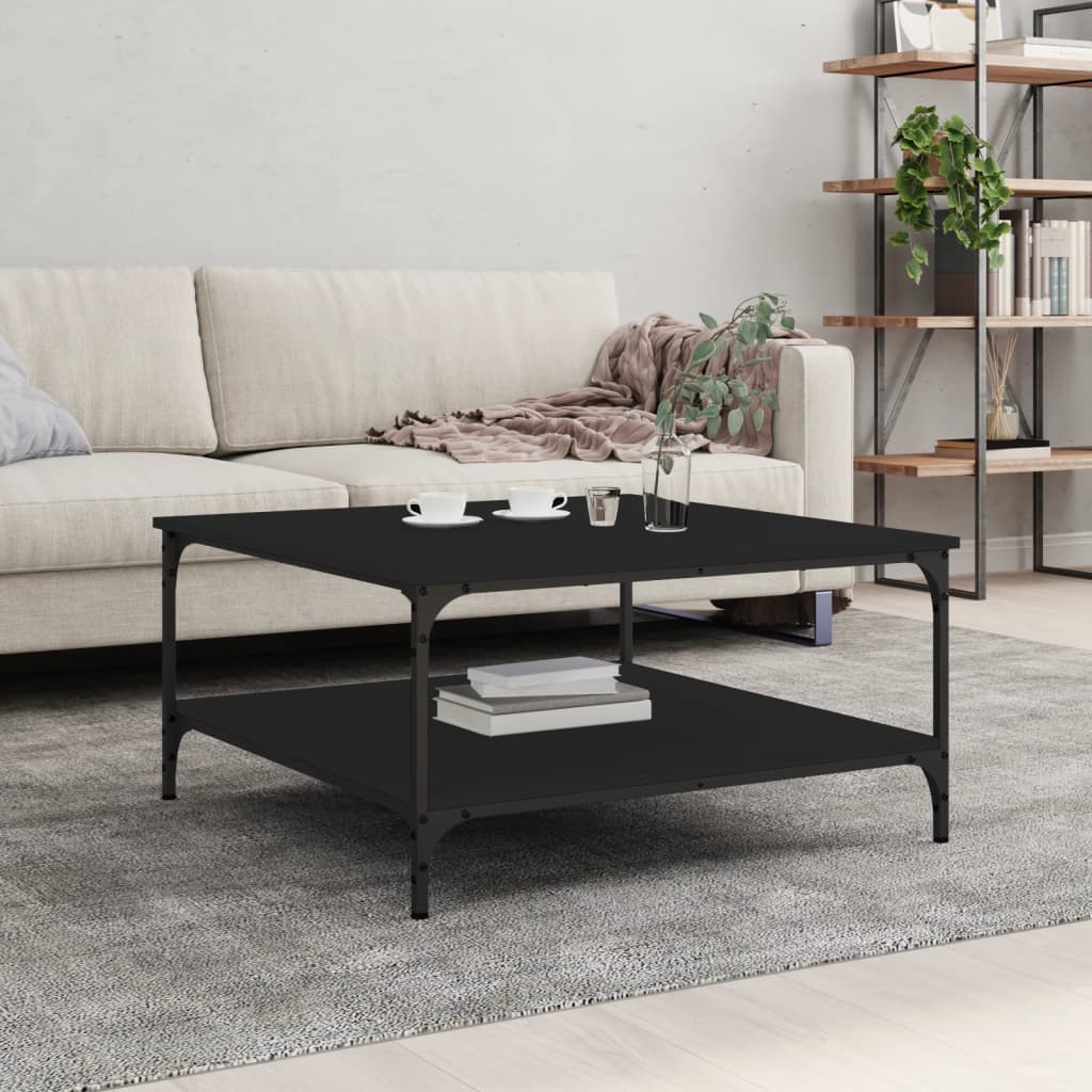 Table basse noir 80x80x40 cm bois d'ingénierie - XIOS
