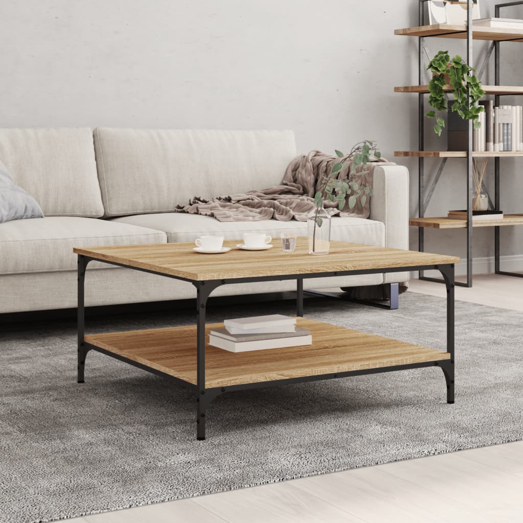 Table basse chêne sonoma 80x80x40 cm bois d'ingénierie - XIOS