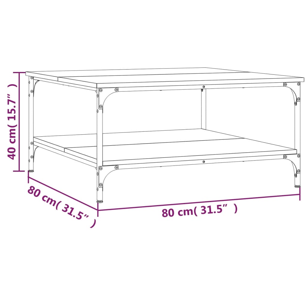Table basse sonoma gris 80x80x40 cm bois d'ingénierie - XIOS