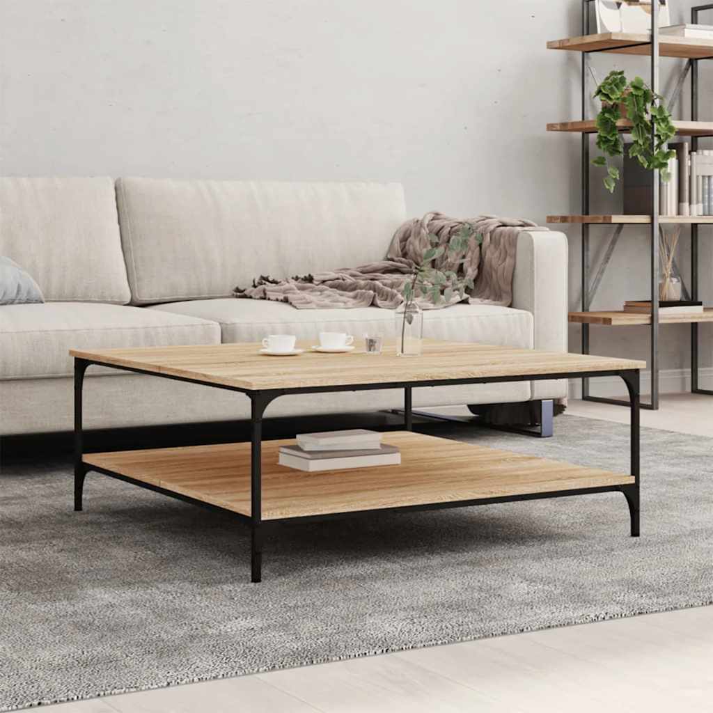 Table basse chêne sonoma 100x100x40 cm bois d'ingénierie XIOS