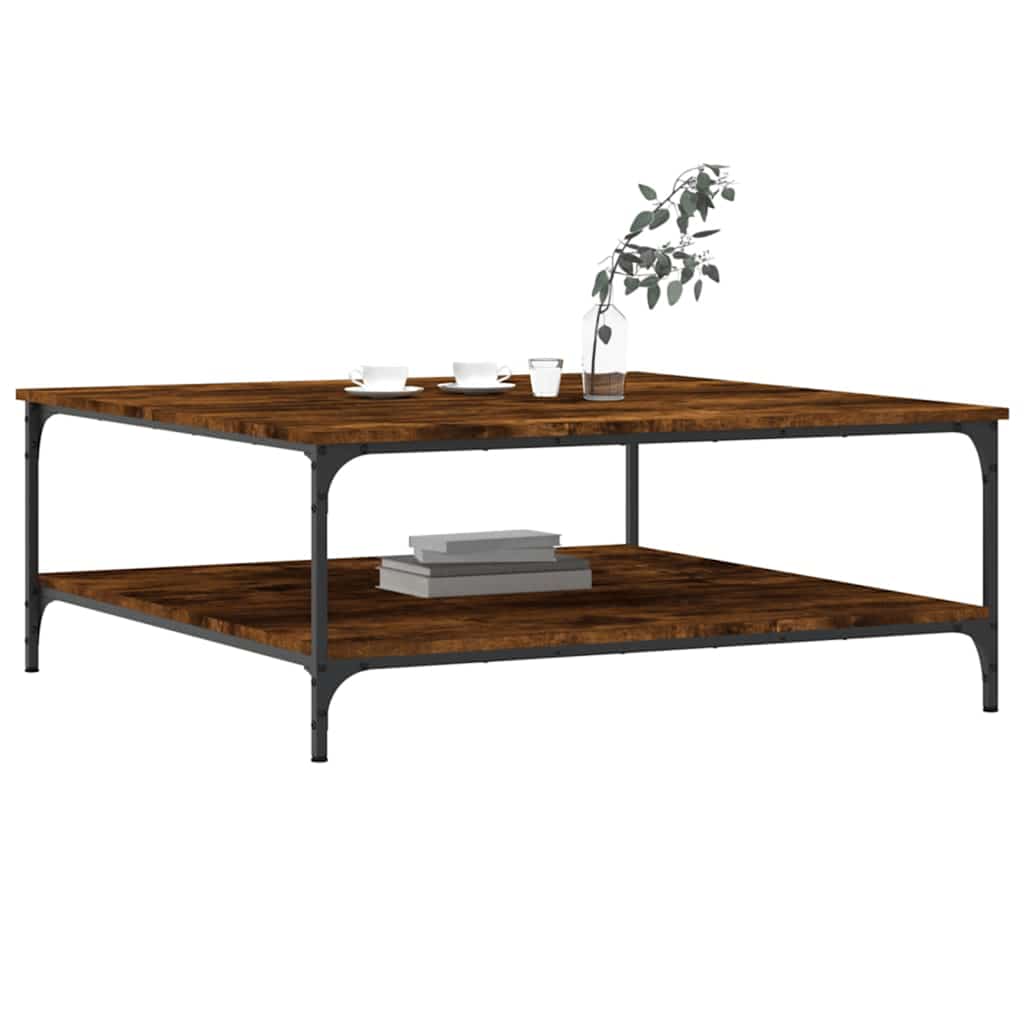 Table basse chêne fumé 100x100x40 cm bois d'ingénierie - XIOS