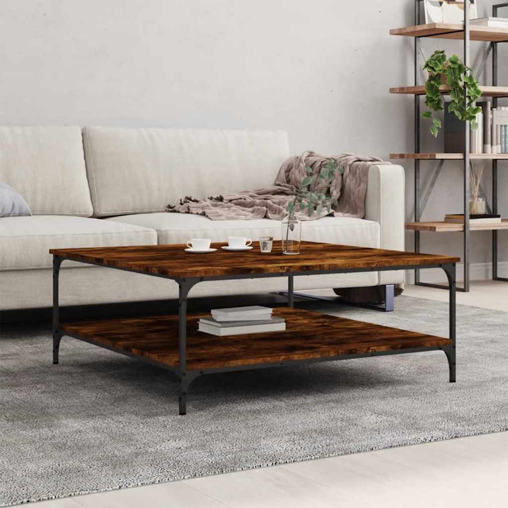 Table basse chêne fumé 100x100x40 cm bois d'ingénierie - XIOS