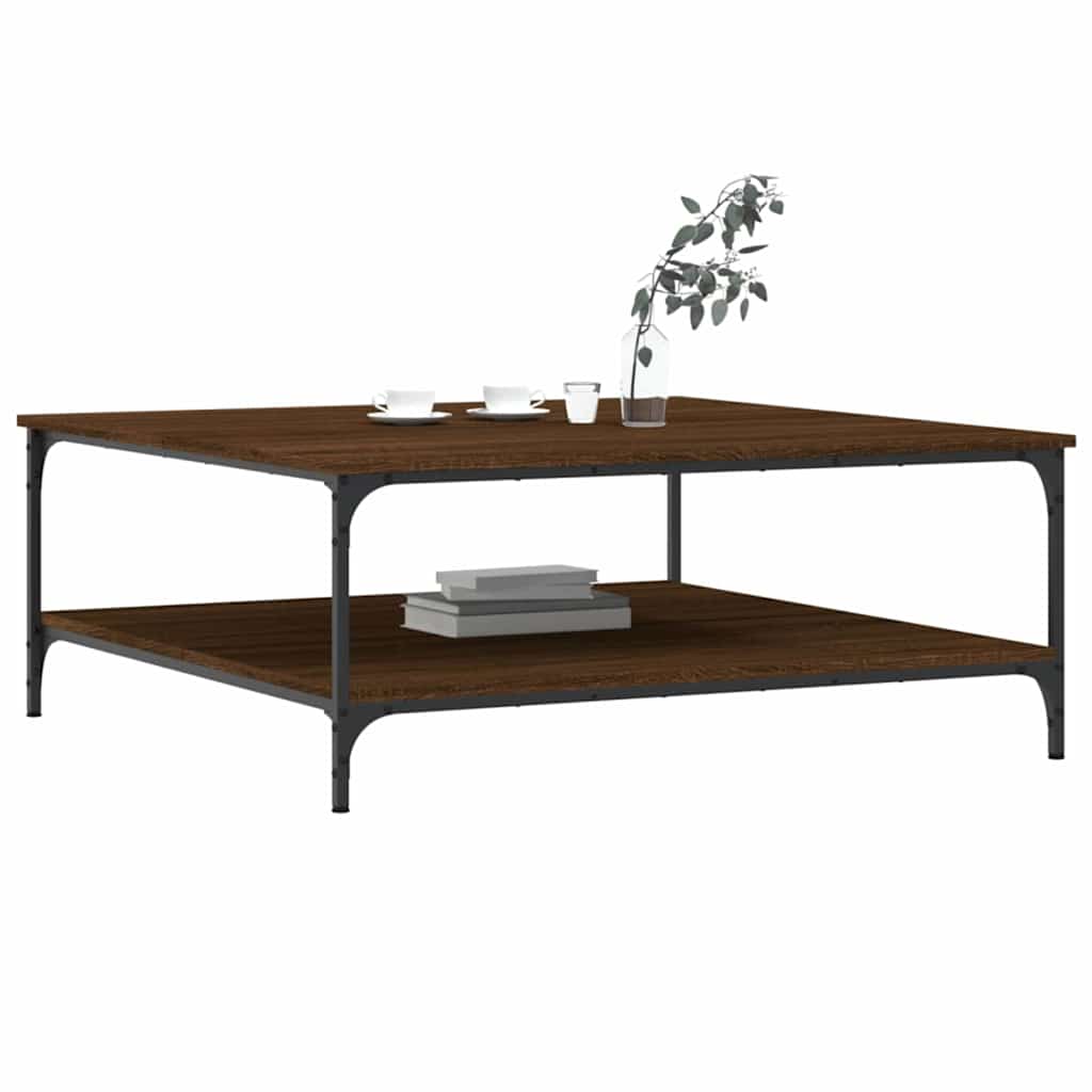 Table basse chêne marron 100x100x40 cm bois d'ingénierie - XIOS